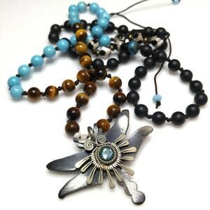 Dragonfly Necklace, Gemstone Beads, Hand Knotted Beads, Knotted Clasp, 34 Inches